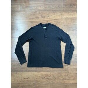 Rag & Bone Mens Henley Shirt Slub Cotton Jersey Long Sleeve Size Large Black